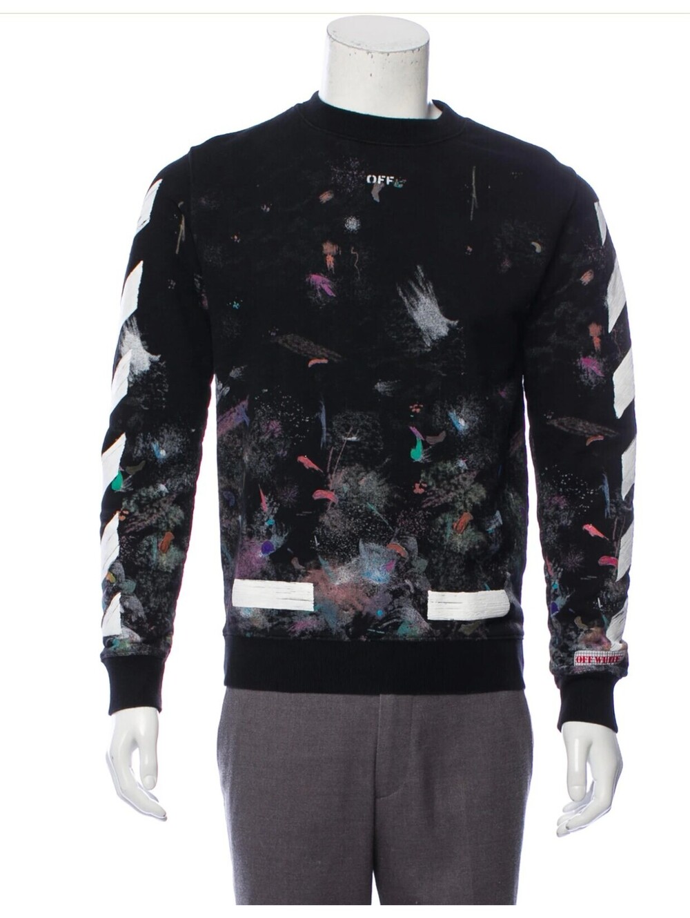 Off-White Virgil Abloh Paint Splatter Crew Neck Sweatshirt
